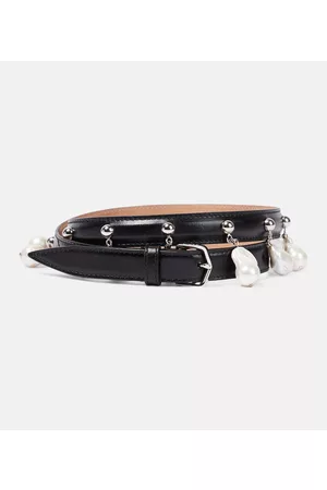 Alaïa Naiset Vyöt - Faux pearl-embellished leather belt
