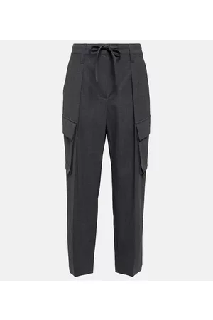 Brunello Cucinelli Naiset Housut - Mid-rise tapered wool-blend pants