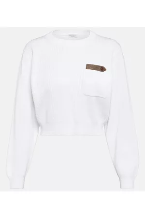 Brunello Cucinelli Naiset Neuleet - Cotton jersey cropped sweater