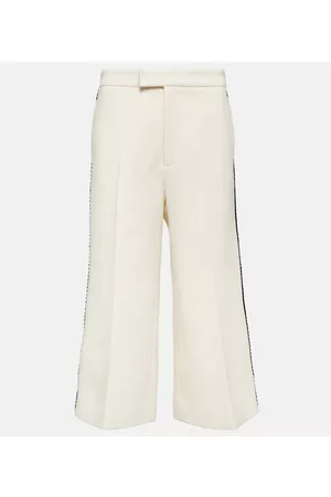 Gucci Naiset Leveälahkeiset - Trimmed wide-leg wool-blend pants