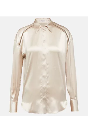 Brunello Cucinelli Naiset Pitkähihaiset - Embellished silk shirt