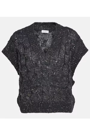Brunello Cucinelli Naiset Neuleet - Sequined cable-knit sweater