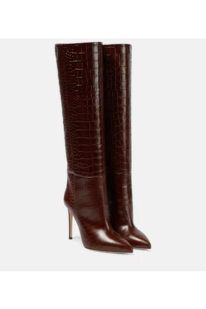 PARIS TEXAS Naiset Ylipolvensaappaat - Snake-effect leather knee-high boots
