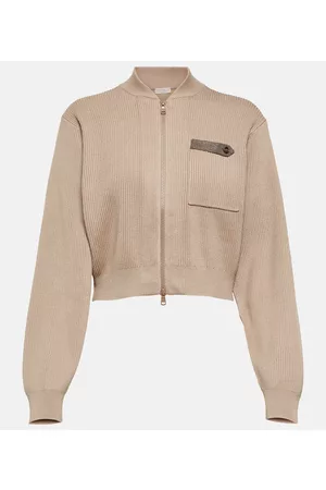 Brunello Cucinelli Naiset Neuletakit - Cotton zip-up sweater