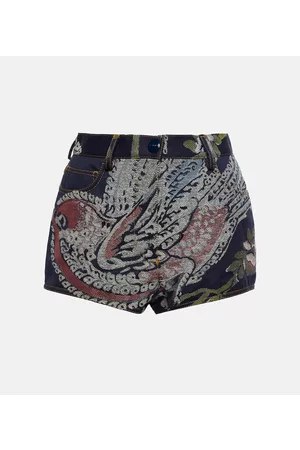 Etro Naiset Farkkushortsit - Embroidered high-rise denim shorts