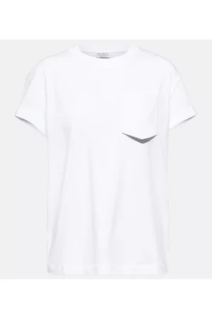Brunello Cucinelli Naiset T-paidat - Embellished jersey T-shirt