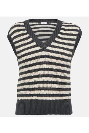 Brunello Cucinelli Naiset Neuleet - Embellished cotton knit vest