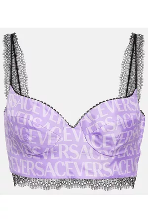VERSACE Naiset Bralette - Logo silk satin and lace bralette