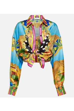 VERSACE Naiset Puserot - Medusa Palm Springs tie-front silk blouse