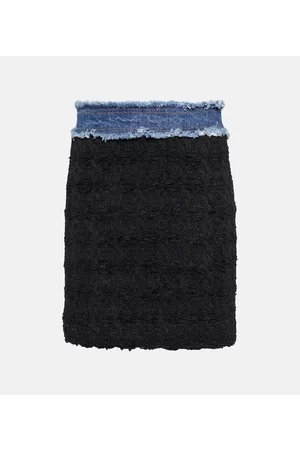 Dolce & Gabbana Naiset Minihameet - Denim-trimmed bouclÃ© miniskirt