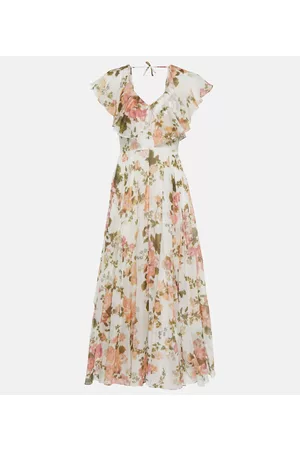 Erdem Naiset Printtimekot - Theophila floral cotton and silk maxi dress