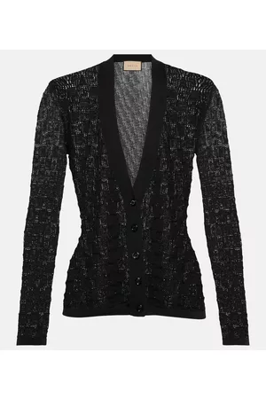 Gucci Naiset Neuletakit - GG jacquard silk and cotton-blend cardigan