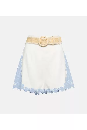 ZIMMERMANN Naiset Shortsit - Belted embroidered linen shorts