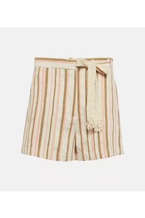 Loro Piana Naiset Shortsit - Striped linen and cotton blend shorts