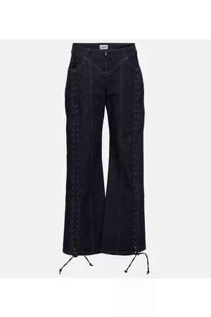 Jean Paul Gaultier Naiset Leveälahkeiset Farkut - Lace-up low-rise bootcut jeans