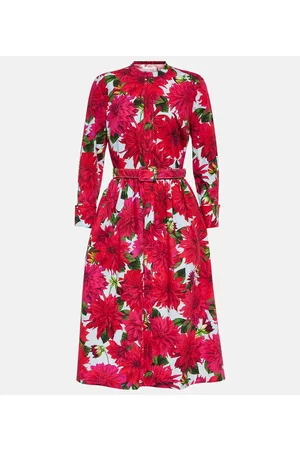 Oscar de la Renta Naiset Printtimekot - Floral cotton-blend poplin midi dress