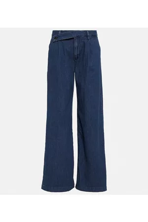 AG Jeans Naiset Leveälahkeiset - Asymmetric mid-rise wide jeans
