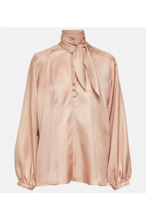Max Mara Naiset Puserot - Bow-embellished silk blouse