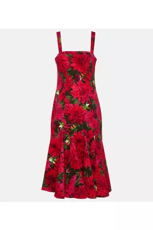 Oscar de la Renta Naiset Printtimekot - Floral cotton-blend poplin midi dress