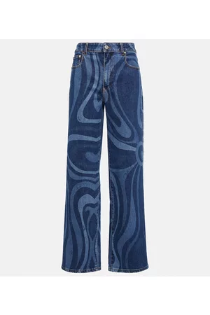 Puccini Naiset Leveälahkeiset Farkut - Printed wide-leg jeans