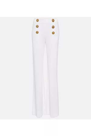 Balmain Naiset Leveälahkeiset - High-rise embellished pants