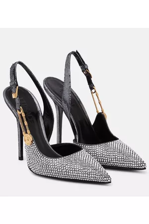 VERSACE Naiset Avokkaat - Safety Pin embellished leather pumps