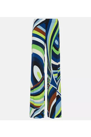 Puccini Naiset Leveälahkeiset - Printed high-rise jersey wide-leg pants