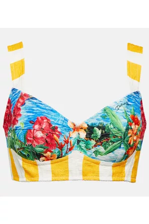 Dolce & Gabbana Naiset Hihattomat - Portofino printed cotton-blend bra top