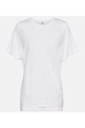 Totême Naiset T-paidat - Oversized linen T-shirt