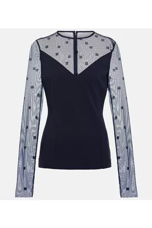 Givenchy Naiset Topit - 4G jersey and tulle top