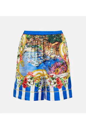 Dolce & Gabbana Naiset Shortsit - Portofino high-rise printed silk shorts