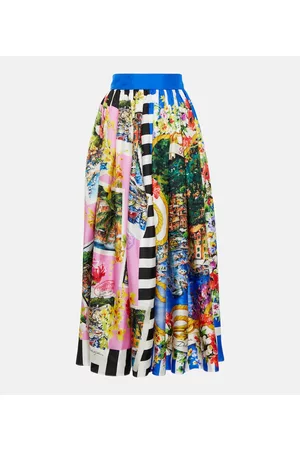 Dolce & Gabbana Naiset Printtihameet - Portofino printed silk midi skirt