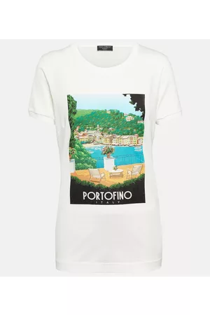 Dolce & Gabbana Naiset T-paidat - Portofino printed cotton T-shirt