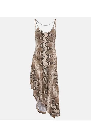 Stella McCartney Naiset Epäsymmetriset Mekot - Snake-effect asymmetrical midi dress