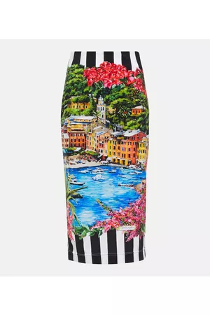 Dolce & Gabbana Naiset Printtihameet - Portofino printed jersey midi skirt
