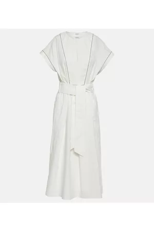 Brunello Cucinelli Naiset Midimekot - Embellished cotton midi dress