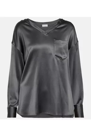 Brunello Cucinelli Naiset Pitkähihaiset - Silk-blend blouse