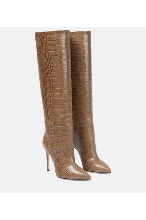 PARIS TEXAS Naiset Ylipolvensaappaat - Croc-effect leather knee-high boots