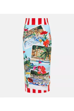 Dolce & Gabbana Naiset Printtihameet - Portofino printed jersey midi skirt