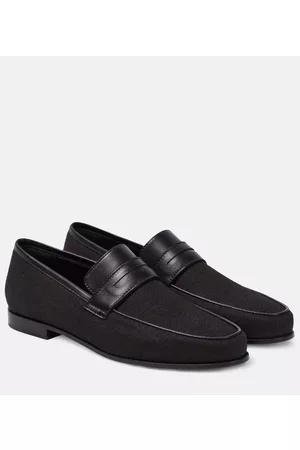 Totême Naiset Loaferit - Leather-trimmed canvas penny loafers