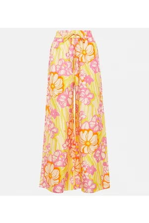 AlÃ©mais Naiset Leveälahkeiset - Fenella floral high-rise silk pants