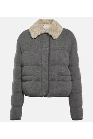 Brunello Cucinelli Naiset Untuvatakit - Shearling-trimmed cashmere jacket