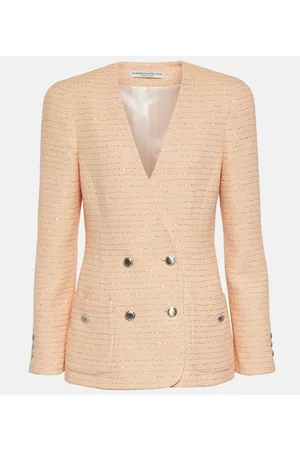 Alessandra Rich Naiset Päällystakit - BouclÃ© cotton-blend jacket