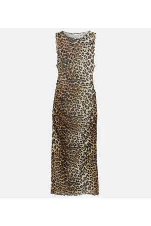 Ganni Naiset Printtimekot - Leopard-print mesh midi dress