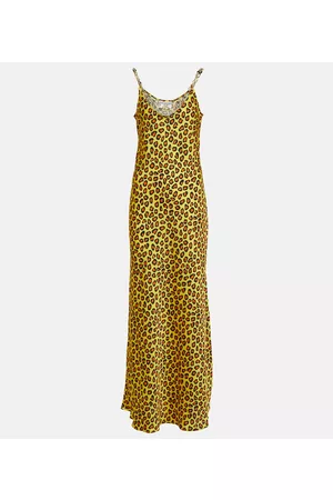 Paco rabanne Naiset Printtimekot - Chain-detail leopard-print satin slip dress