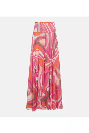 Puccini Naiset Maksihameet - Marmo pleated cotton muslin maxi skirt