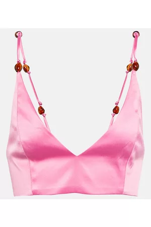 Ganni Naiset Hihattomat - Satin crop top