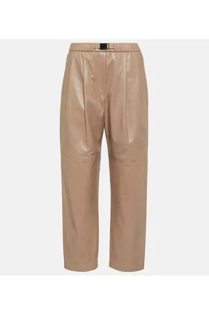 Brunello Cucinelli Naiset Nahkahousut - Mid-rise leather pants