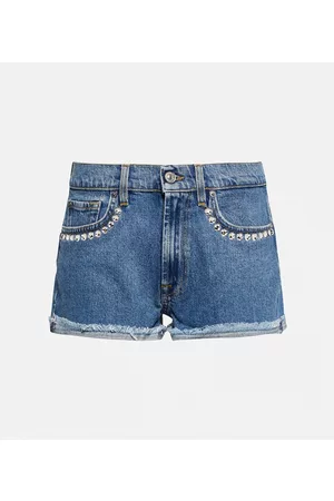 7 for all Mankind Naiset Farkkushortsit - Crystal-embellished denim shorts