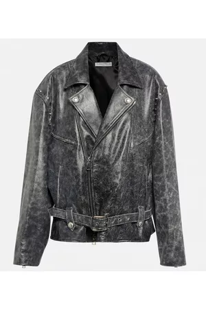 Alessandra Rich Naiset Nahkatakit - Distressed leather jacket